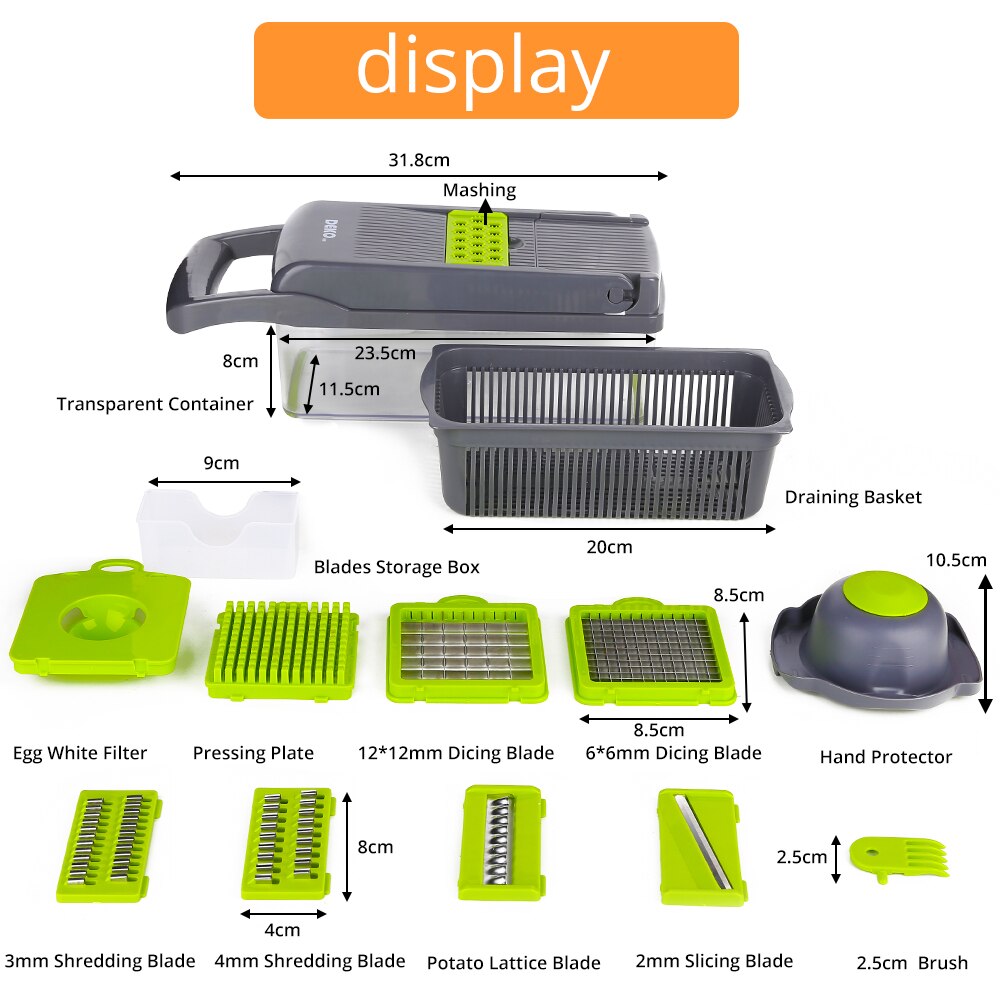 Deko vegetal mandoline cortador de frutas slicer multifuncional batata descascador cenoura ralador acessórios cozinha com drenagem cesta Deko vegetal mandoline cortador de frutas slicer multifuncional batata descascador cenoura ralador acessórios cozinha com drenagem cesta